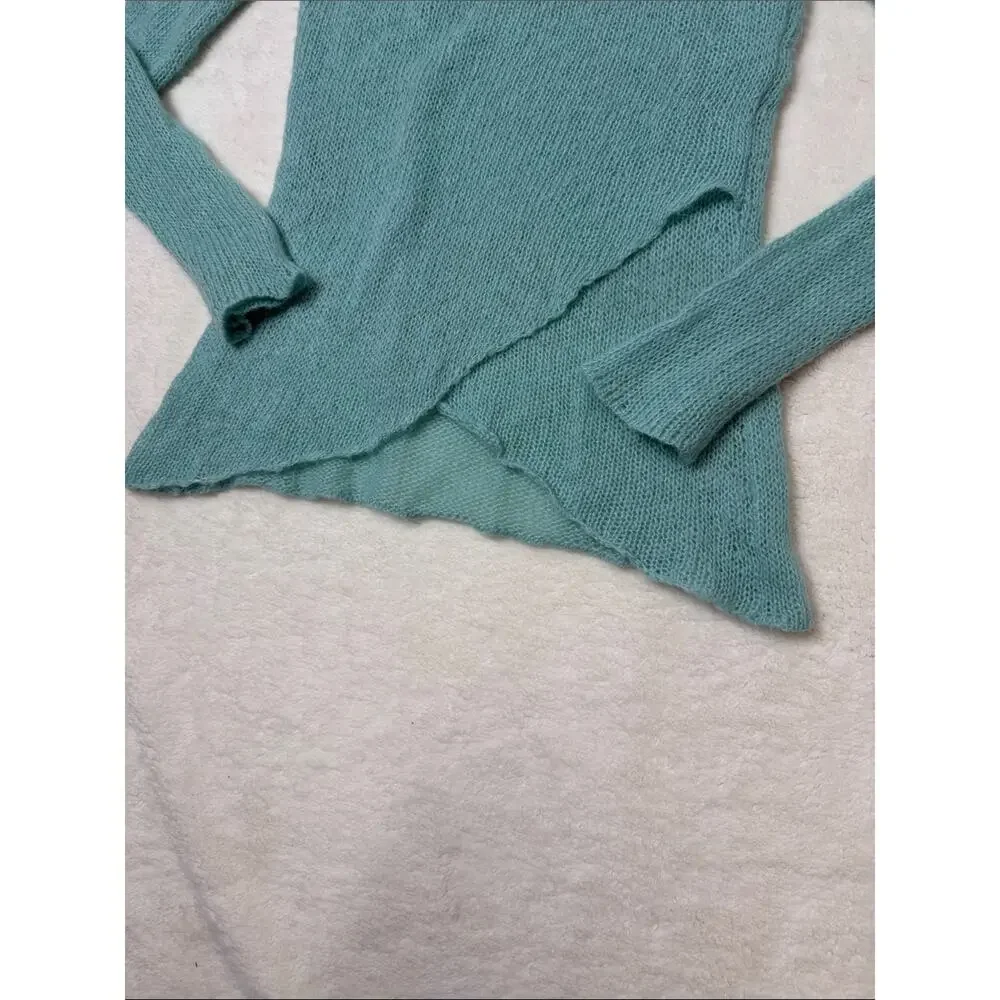Wooden Ships Sweater Light Weight  Mint Blue Green Crewneck Mohair Wool Size M/L